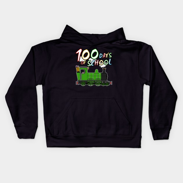 100 Days Of School Steam Train Kindergarten 2022 Kids Hoodie by doodlerob